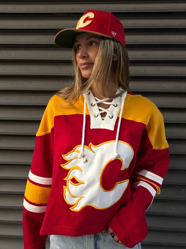 '47 BRAND NHL Calgary Flames '47 Cropped Superior Lace Hoodie sold by 27 Boutique