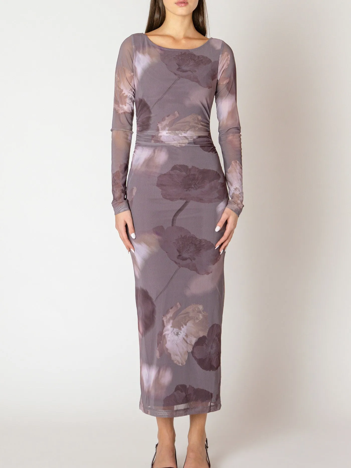 BLACK TAPE Printed Mesh Long Sleeve Maxi Dress sold by 27 Boutique