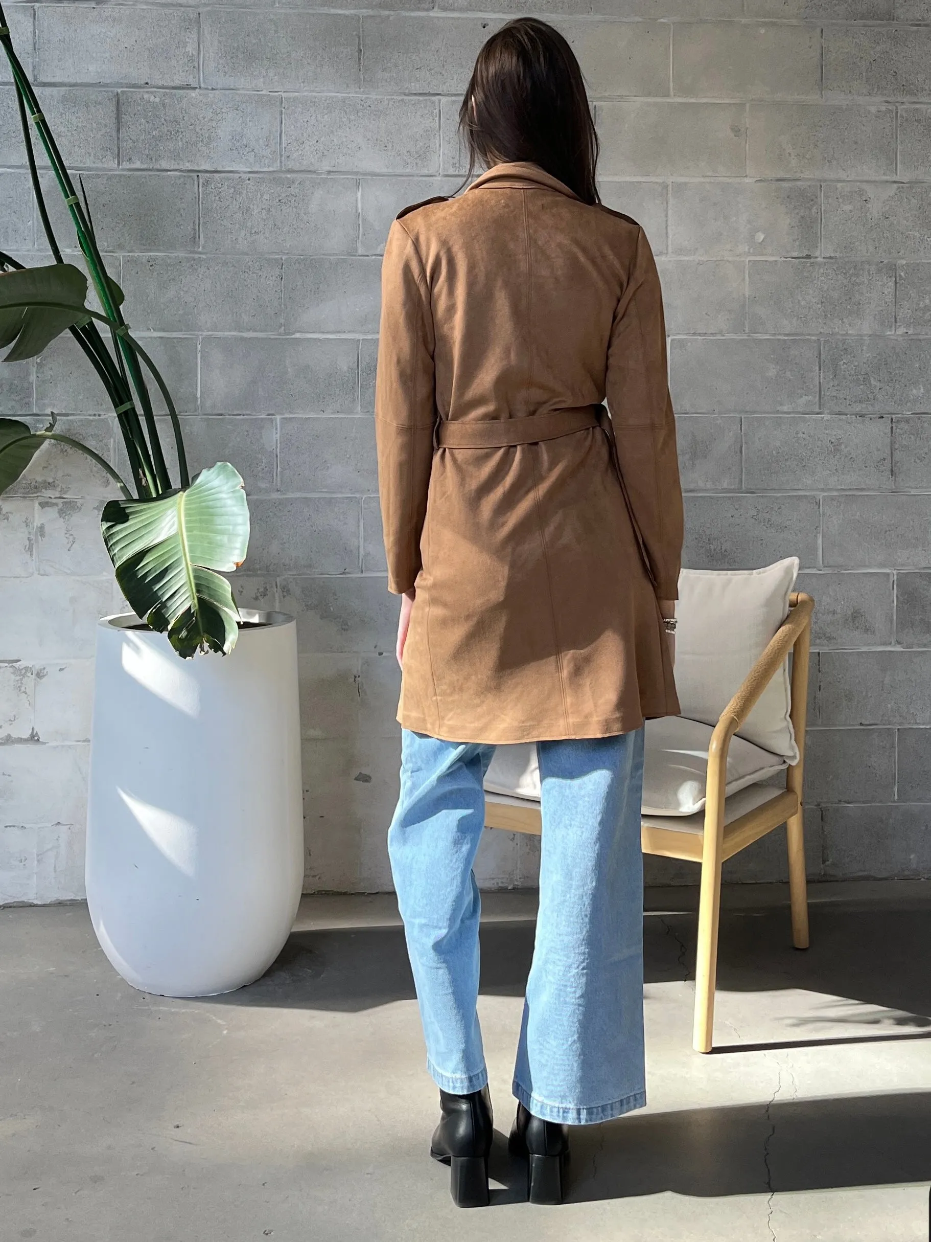 BLACK TAPE Faux Suede Belted Trench Coat sold by 27 Boutique product image thumbnail 4