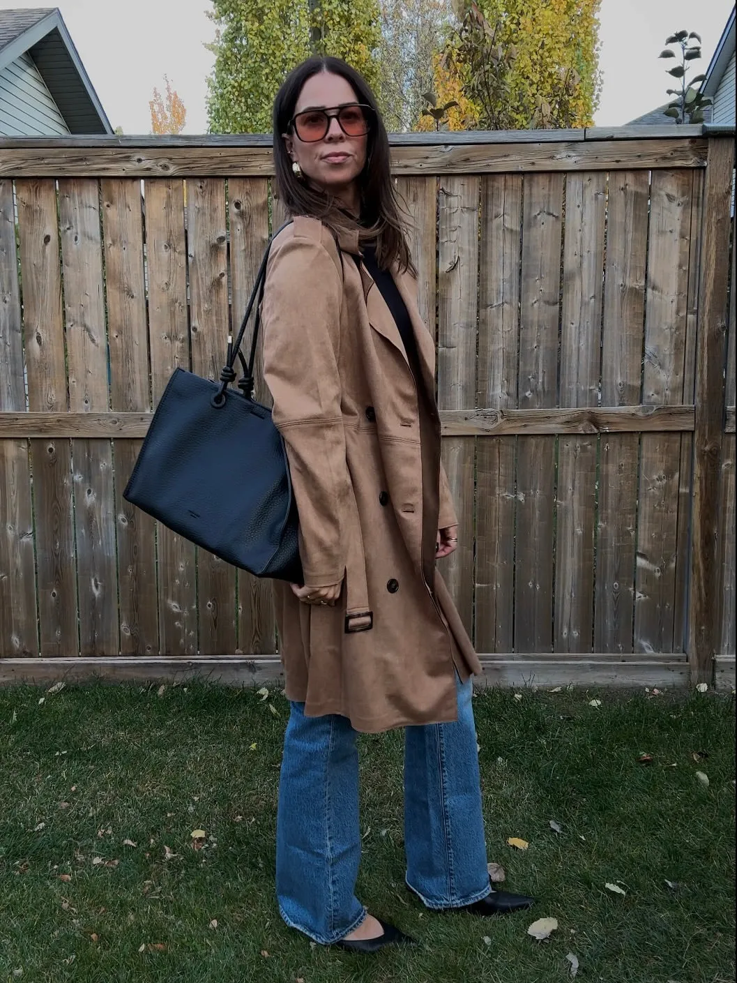 BLACK TAPE Faux Suede Belted Trench Coat sold by 27 Boutique product image thumbnail 2