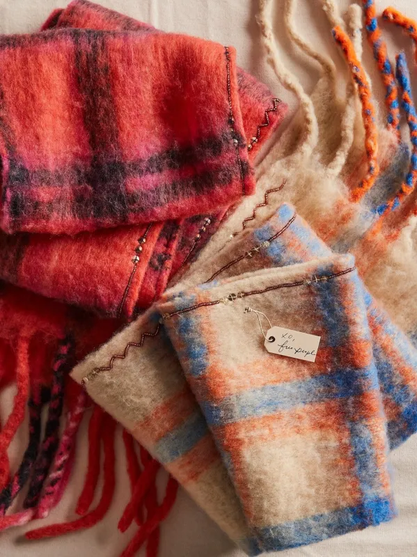 FREE PEOPLE Highland Plaid Skinny Scarf sold by 27 Boutique