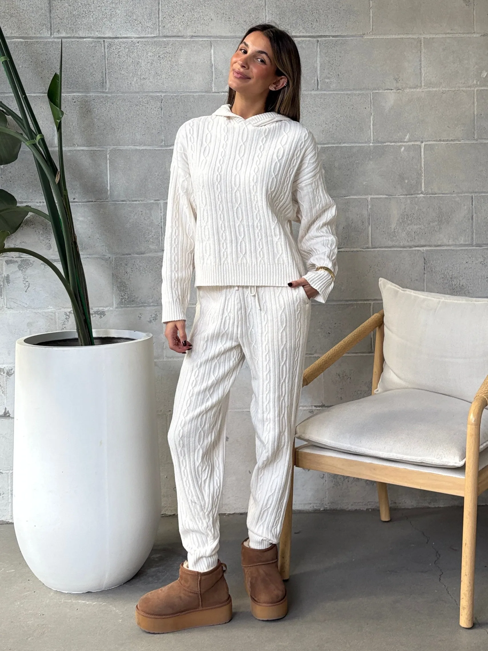 DEX Cable Knit Hooded Sweater and Jogger Set sold by 27 Boutique product image thumbnail 2