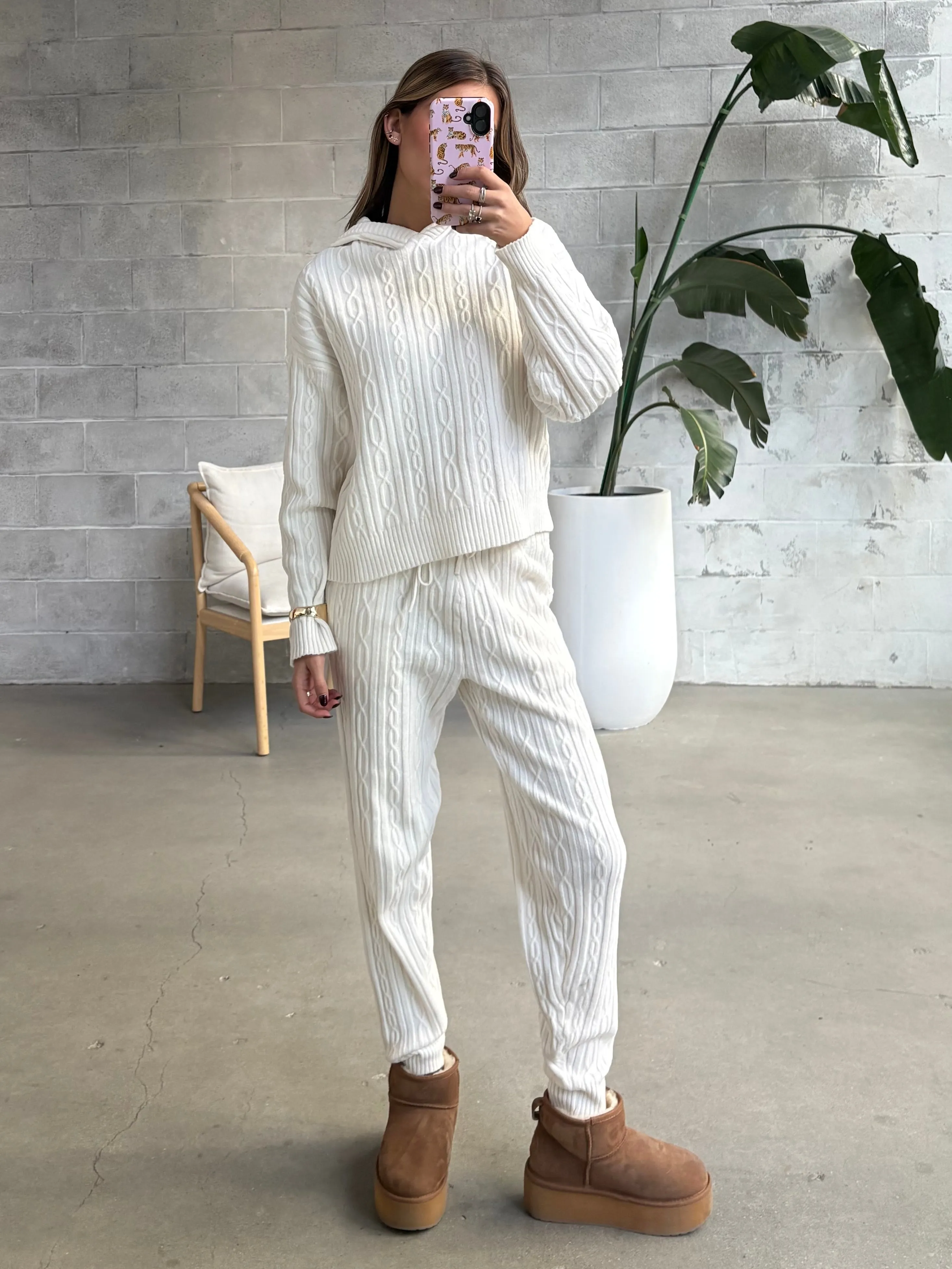 DEX Cable Knit Hooded Sweater and Jogger Set sold by 27 Boutique