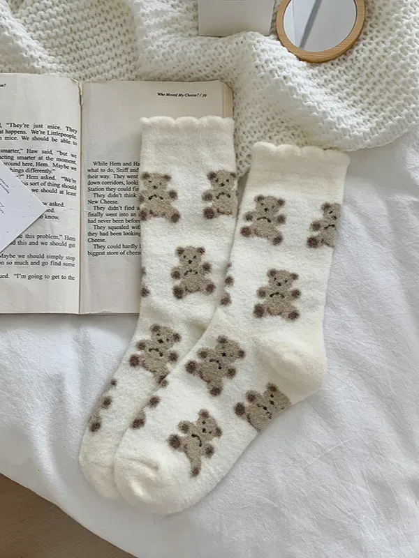 27 Cozy Teddy Bear Crew Socks sold by 27 Boutique