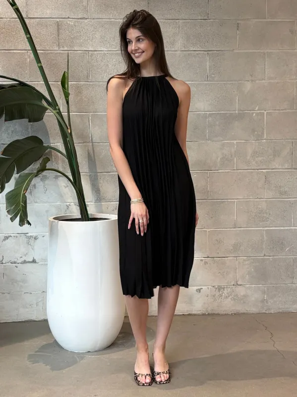 DEX Pleated Halter Midi Dress sold by 27 Boutique