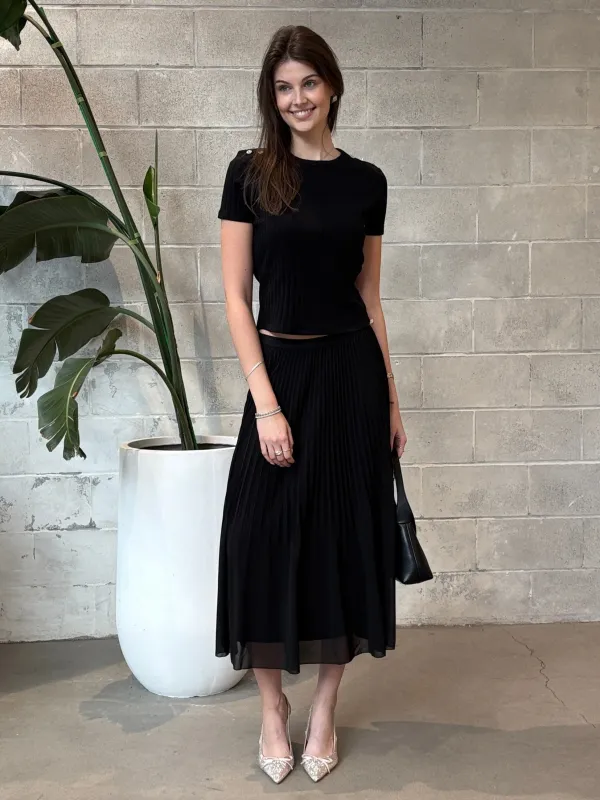 DEX Embellished Shoulder Rib Top made by Dex