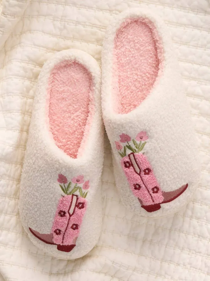 THE DARLING EFFECT Fuzzy Cowgirl Boot Slippers sold by 27 Boutique