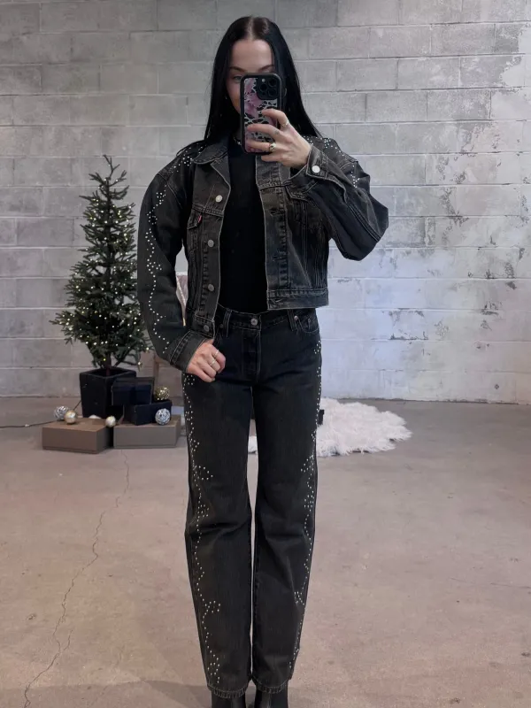 LEVI'S Shrunken 90's No Pleat Bejeweled Trucker Jacket sold by 27 Boutique