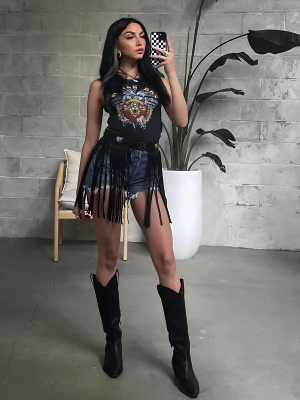 27 Heart Double Buckle Fringe Belt sold by 27 Boutique