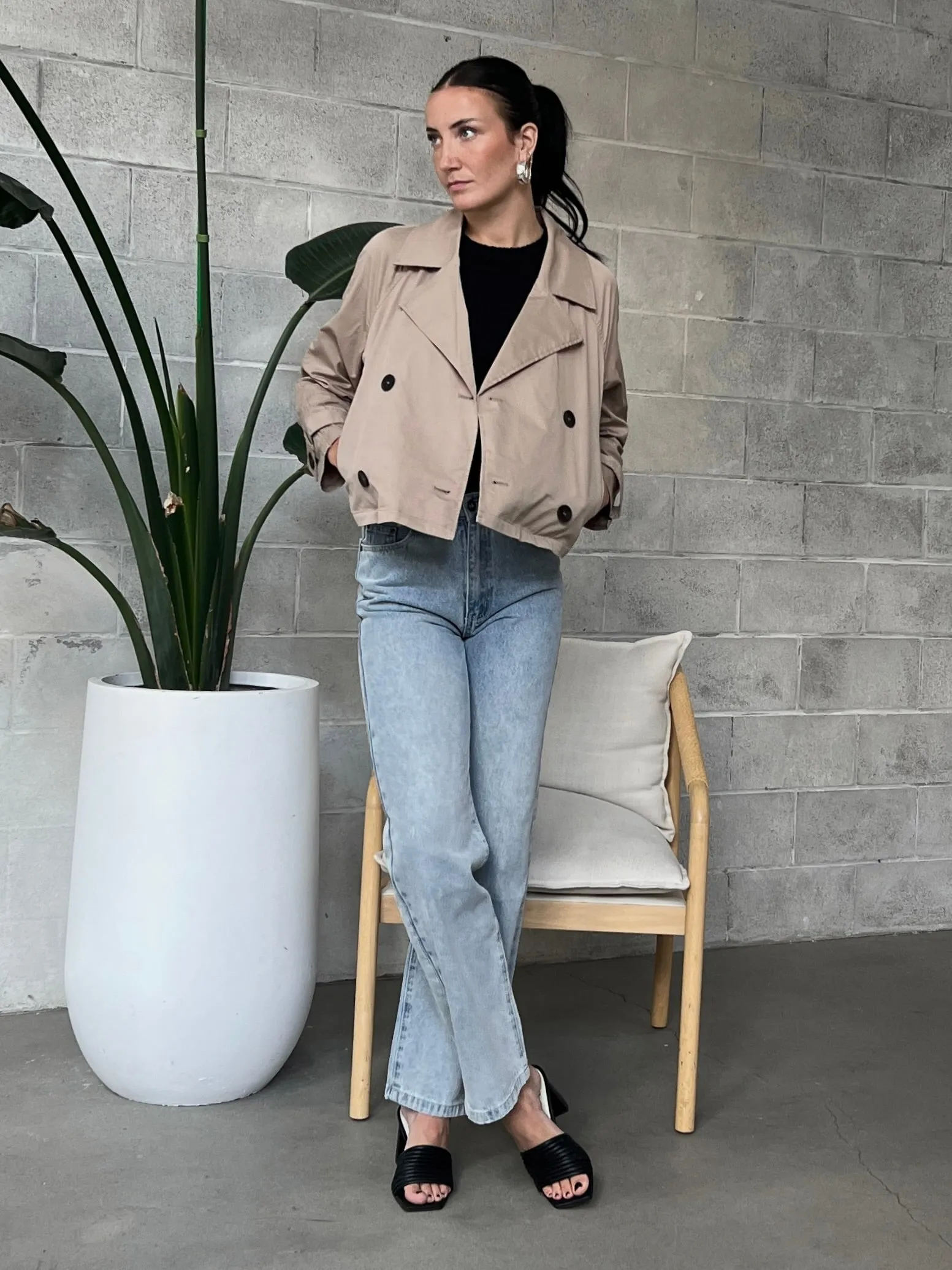 BLACK TAPE Cropped Trench Coat sold by 27 Boutique