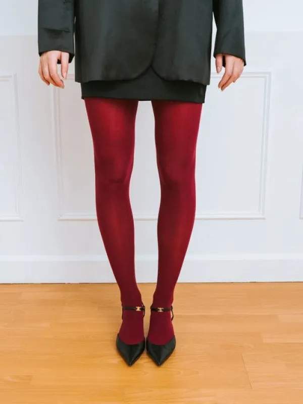 BRUNETTE THE LABEL Burgundy Tights sold by 27 Boutique