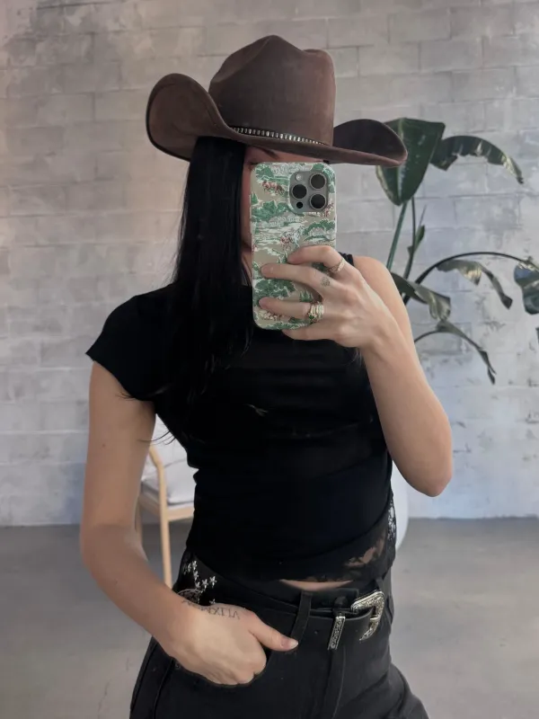 27 Faux Suede Studded Band Cowboy Hat sold by 27 Boutique