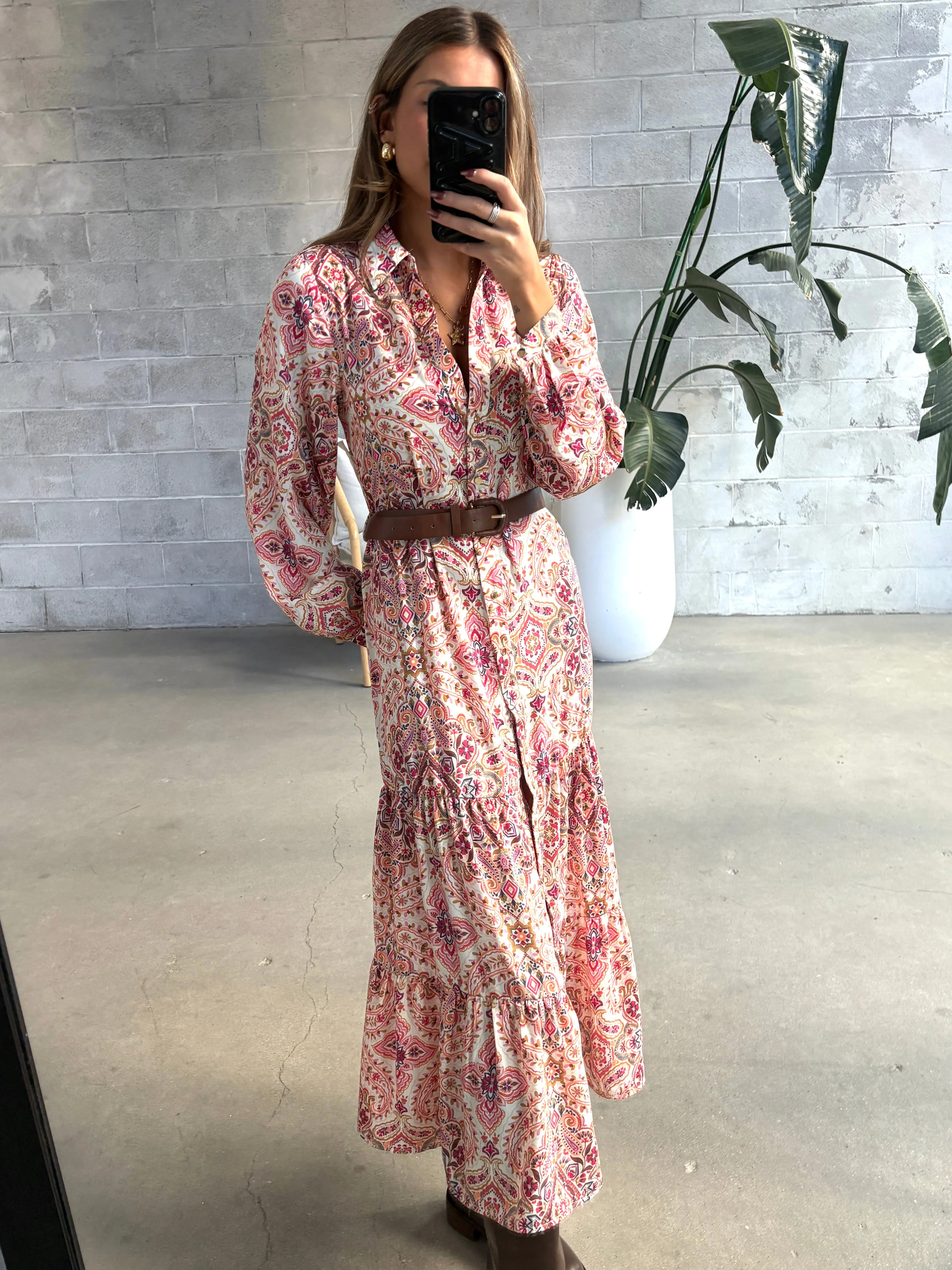 BLACK TAPE Belted Button Front Midi Dress sold by 27 Boutique