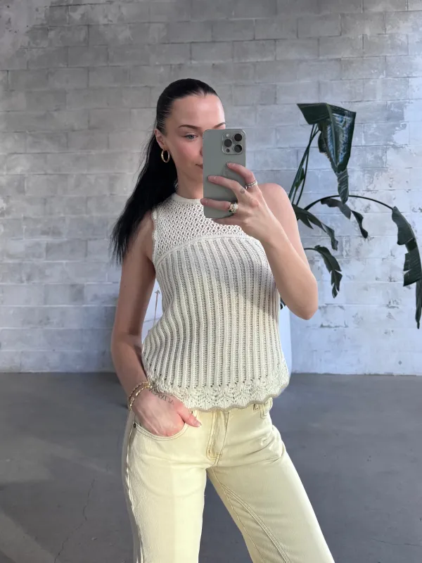 DEX Textured Knit Sleeveless Top made by Dex