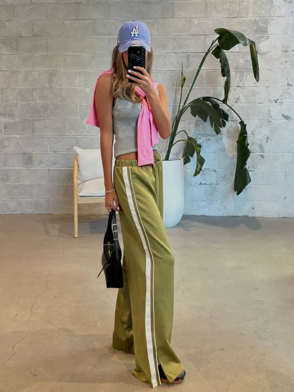 PIECES Striped Wide Leg Track Pant made by PIECES