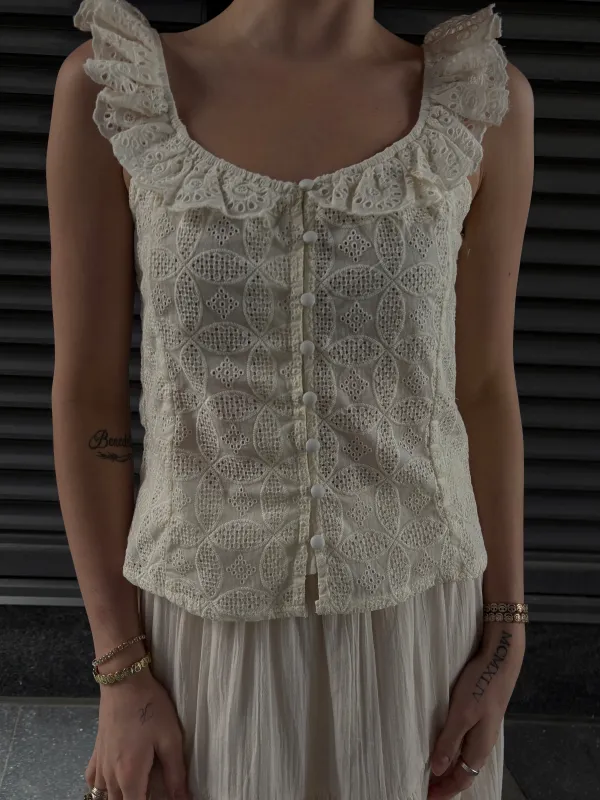 DEX Button Front Eyelet Tank made by Dex