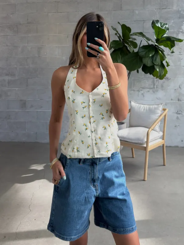 DEX Button Front Halter Top made by Dex