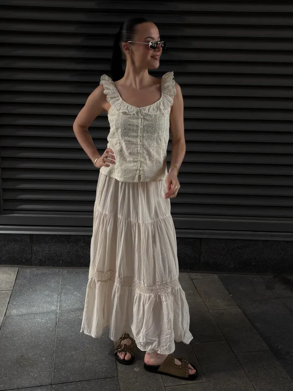 DEX Crochet Detail Maxi Skirt made by Dex