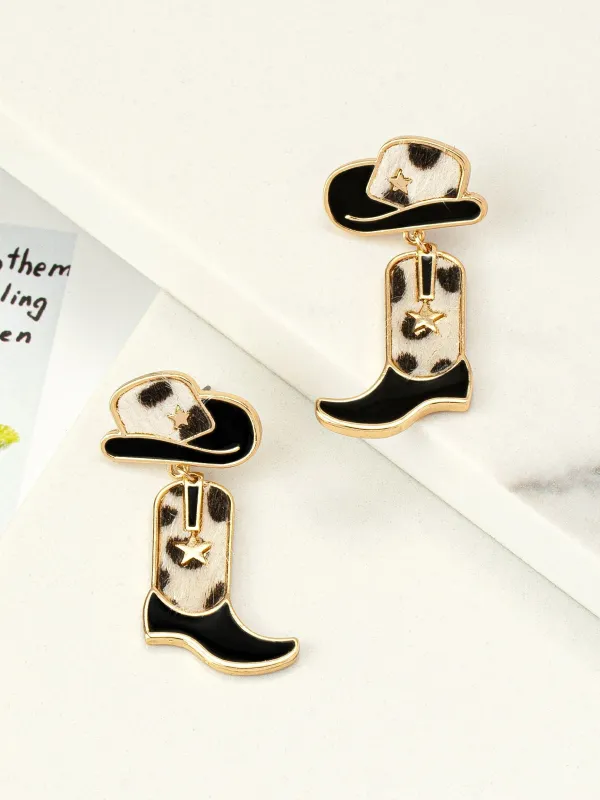 27 Cowboy Hat & Boot Drop Earrings made by 27 Boutique