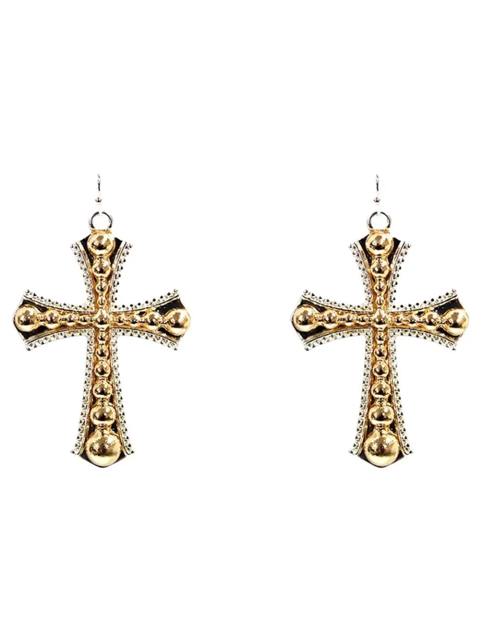 27 Two Tone Cross Dangle Earrings sold by 27 Boutique
