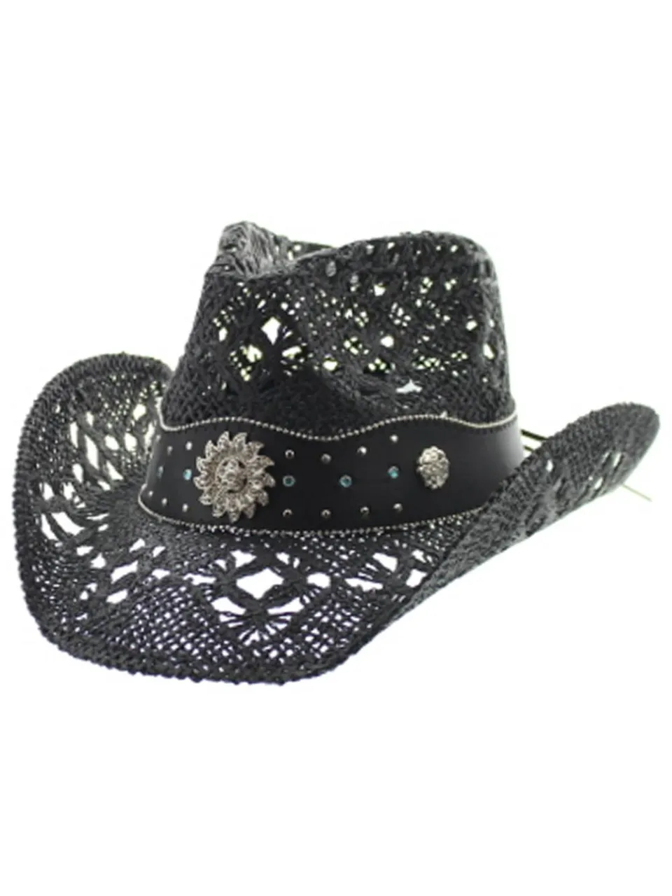 27 Studded Leather Band Woven Straw Cowboy Hat sold by 27 Boutique