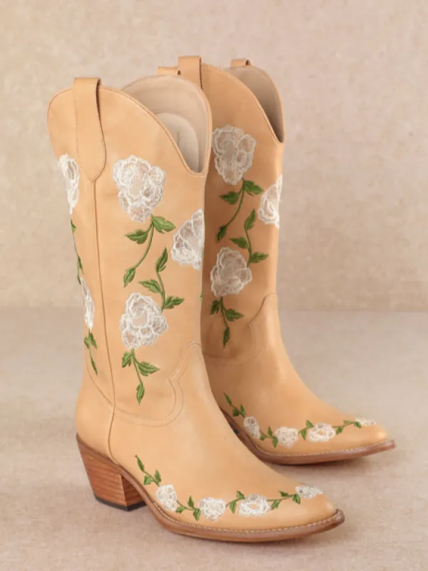 27 Zana Floral Embroidered Western Cowboy Boots made by 27 Boutique