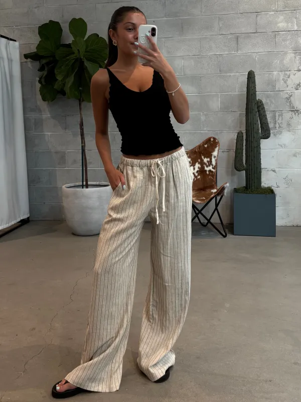 C'EST MOI Ramie Striped Wide Leg Pant made by C’est Moi