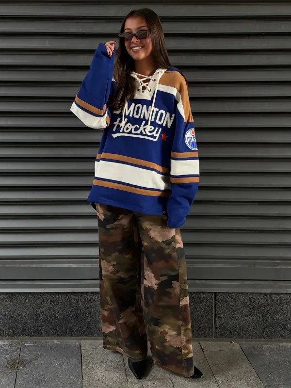 '47 BRAND NHL Edmonton Oilers Block Script '47 Superior Lace Hoodie made by 47
