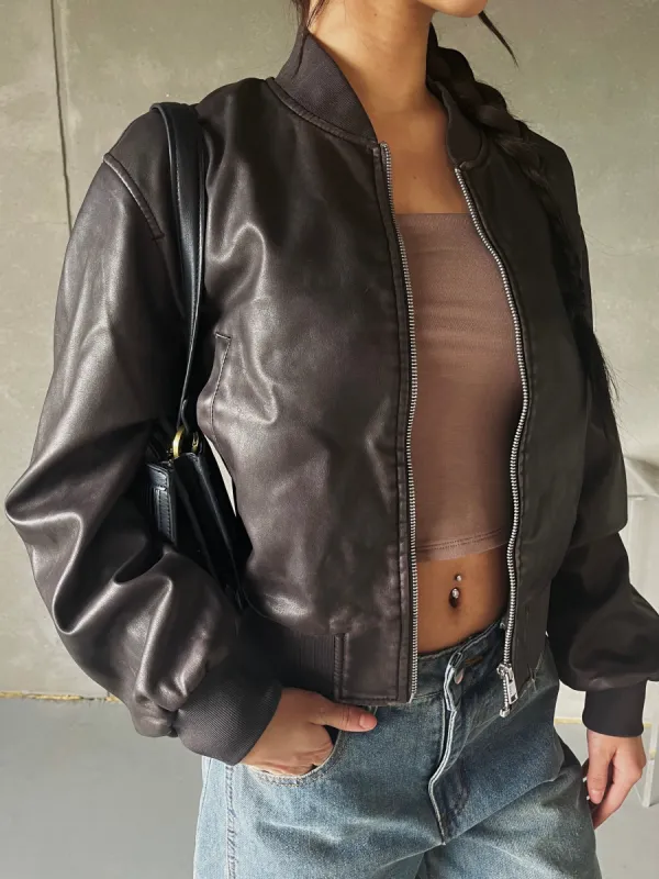 ONLY Jade Faux Leather Bomber Jacket sold by 27 Boutique