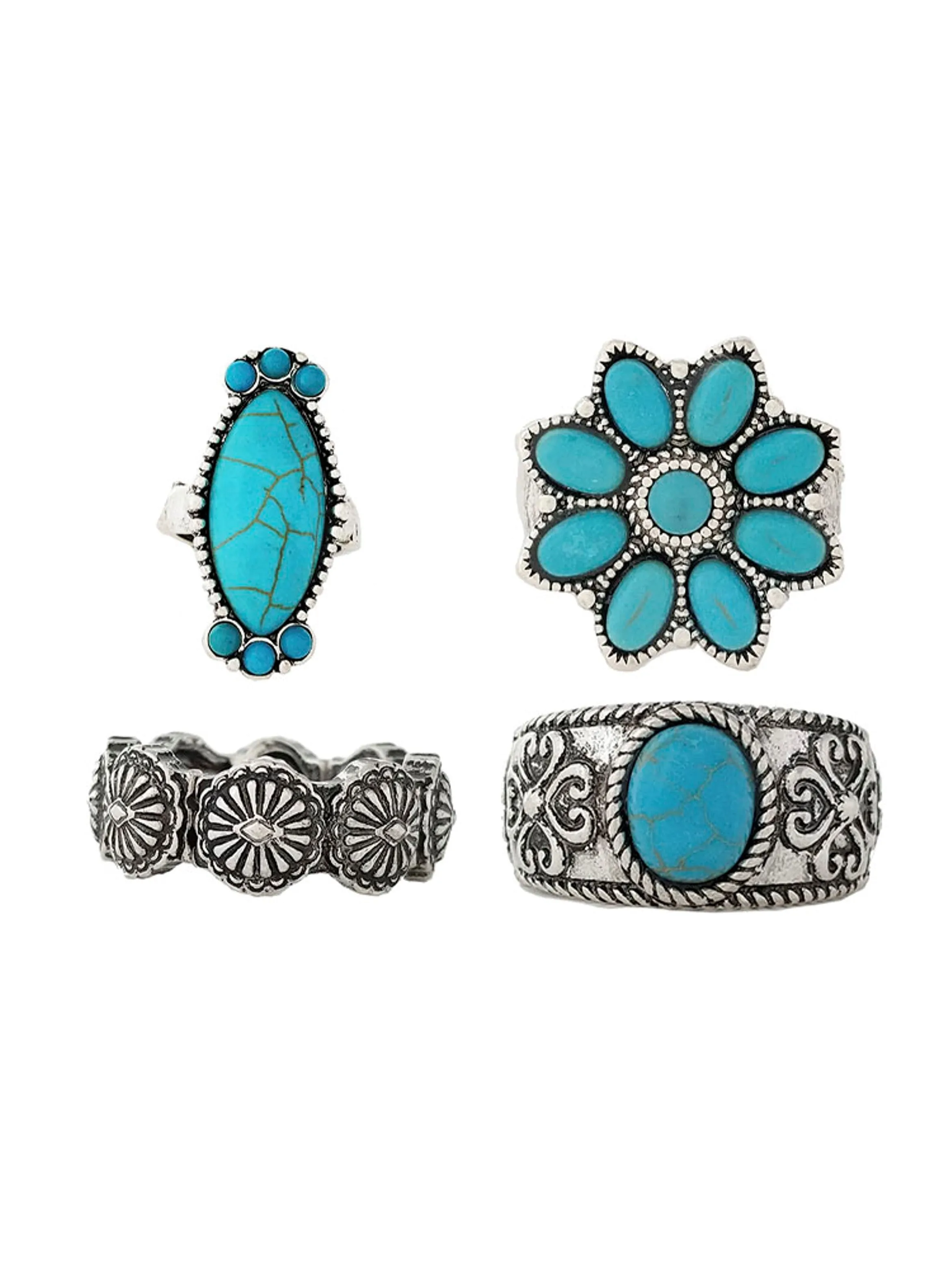 27 Western Concho 4 Piece Ring Set sold by 27 Boutique