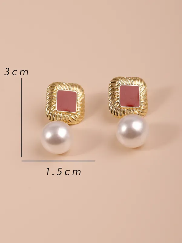 27 Retro Square Pearl Drop Earrings sold by 27 Boutique product image thumbnail 3