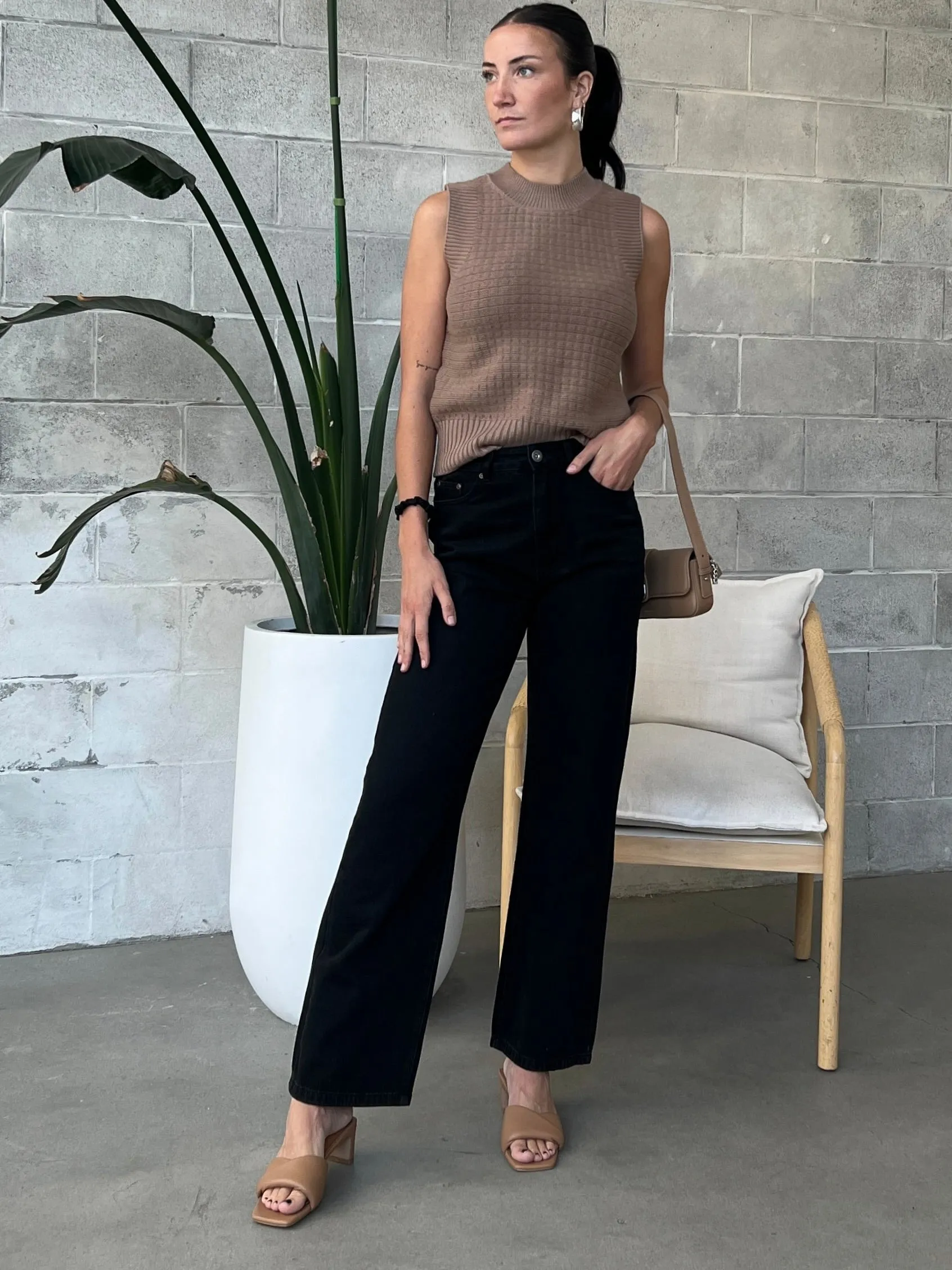 BLACK TAPE Textured Stitched Sweater Tank sold by 27 Boutique