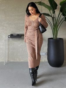 DEX Bailey Belted Midi Sweater Dress sold by 27 Boutique