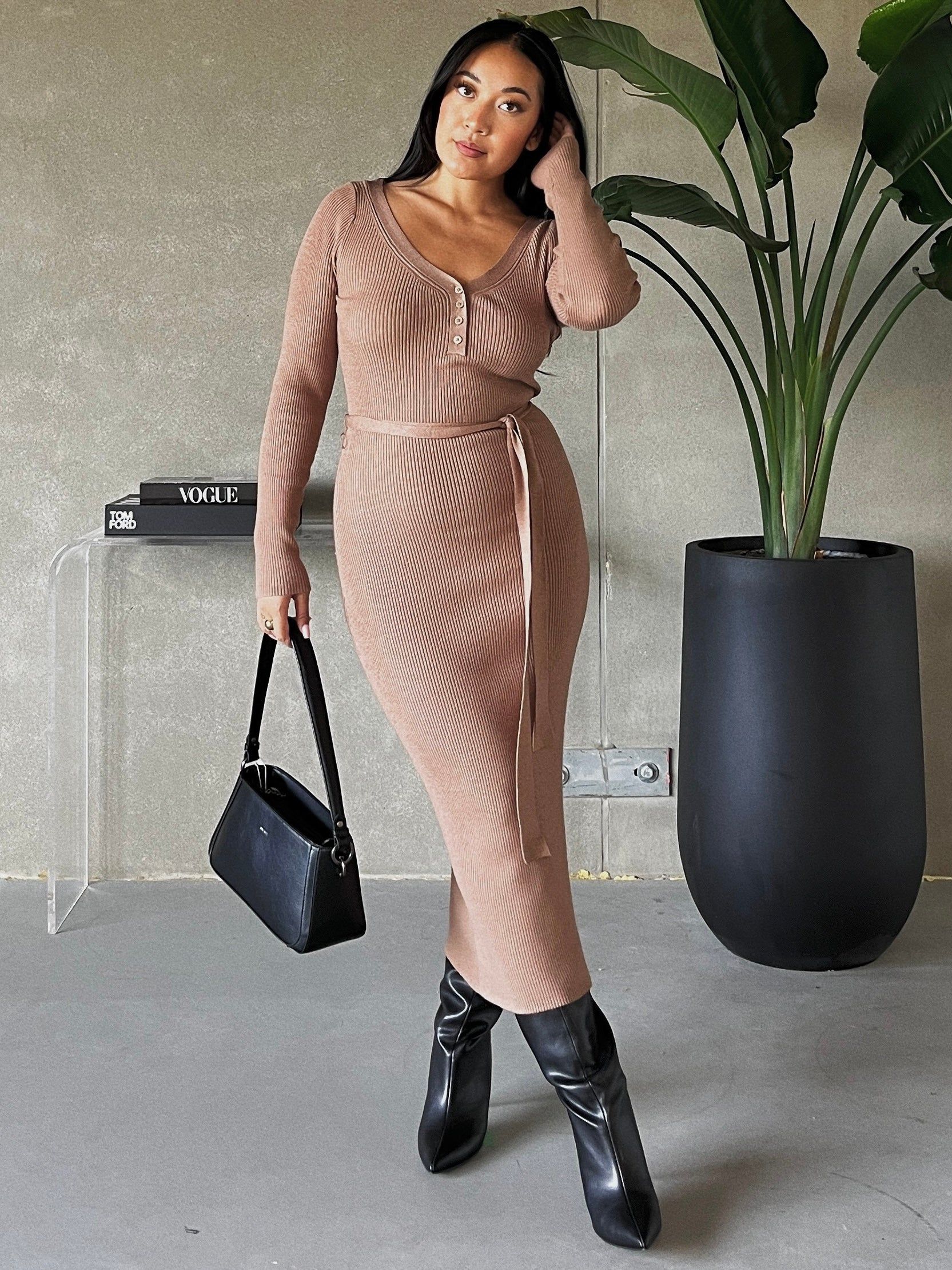 DEX Bailey Belted Midi Sweater Dress sold by 27 Boutique