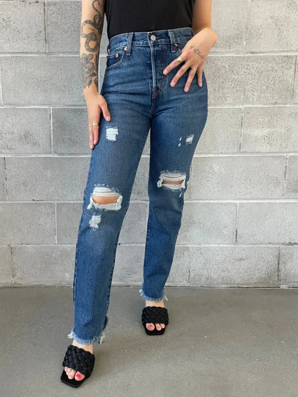 LEVI'S Wedgie Straight Medium Indigo Destructed sold by 27 Boutique