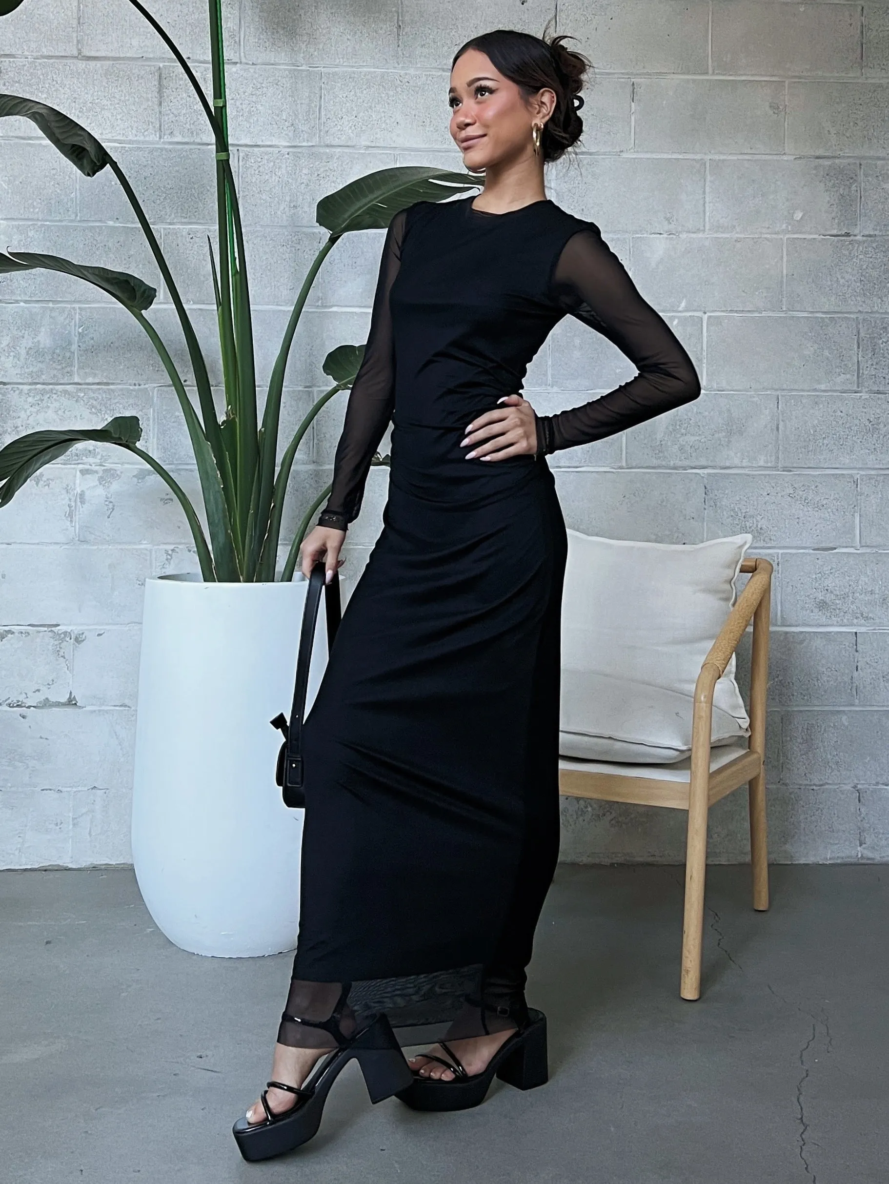 ONLY Lindsay Ruched Mesh Maxi Dress sold by 27 Boutique