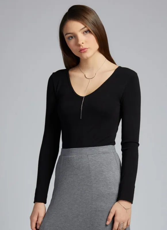 C'EST MOI Bamboo Long Sleeve V-Neck Top sold by 27 Boutique