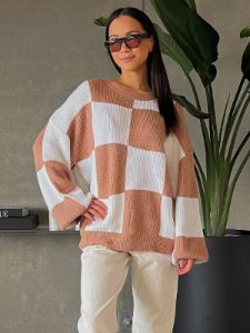 27 Checkered Knit Sweater sold by 27 Boutique