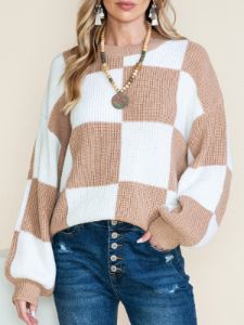 27 Checkered Knit Sweater sold by 27 Boutique
