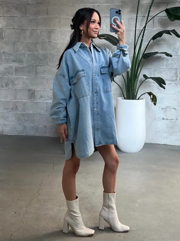 BRUNETTE THE LABEL Shania Oversized Denim Jacket / Shirt Dress made by Brunette The Label
