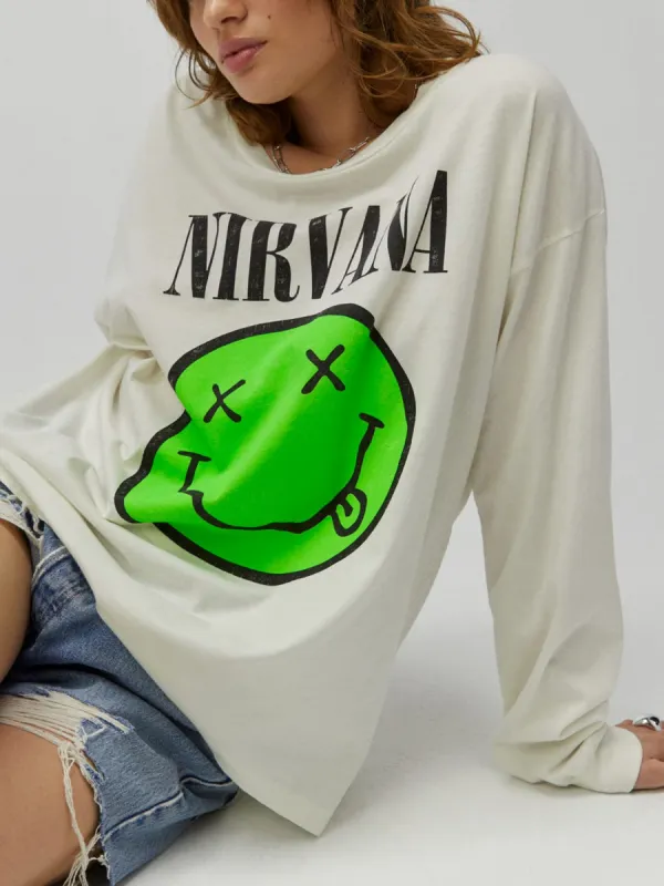 DAYDREAMER Nirvana Smiley Long Sleeve Merch Tee sold by 27 Boutique