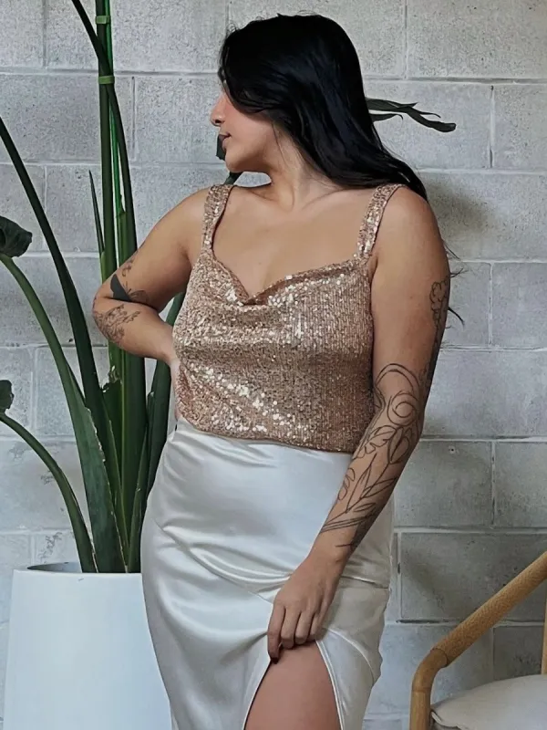 DEX Cowl Neck Sequin Cami Tank sold by 27 Boutique