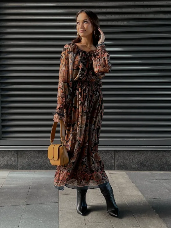 DEX Smocked Midi Dress sold by 27 Boutique