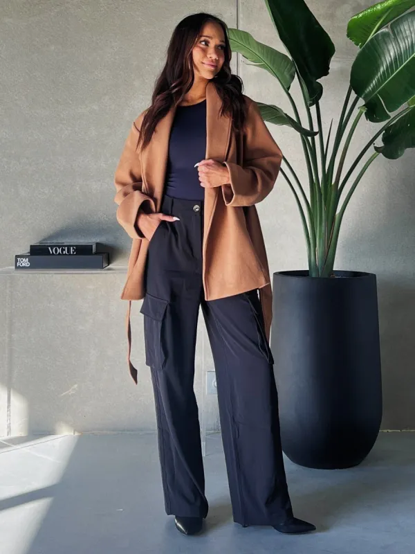BLACK TAPE Belted Shawl Collar Coat sold by 27 Boutique