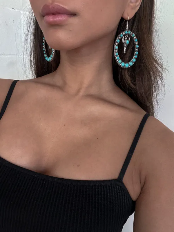 27 Western Style Turquoise Longhorn Dangle Earring sold by 27 Boutique