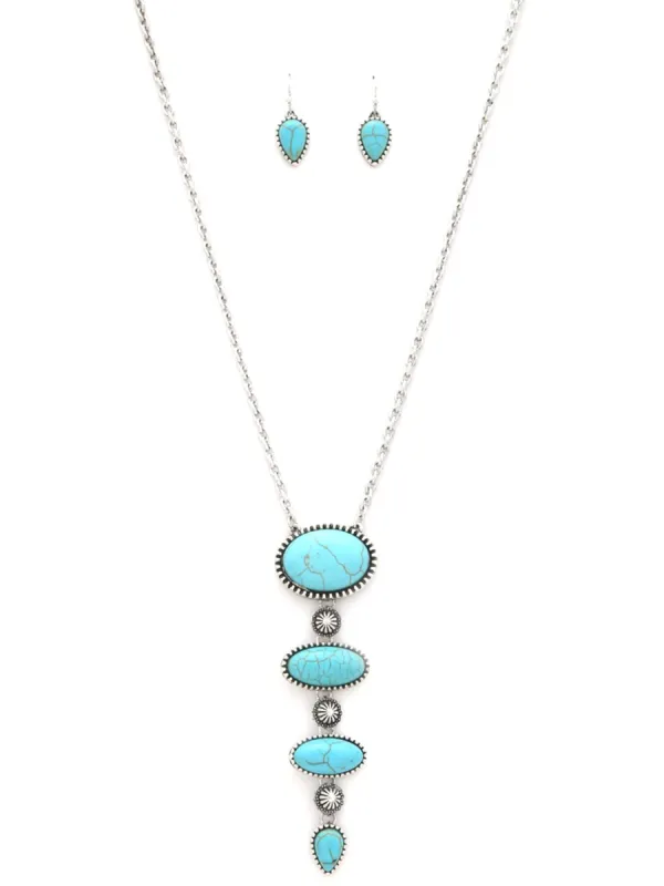 27 Western Concho Oval Bead Necklace & Earring Set sold by 27 Boutique