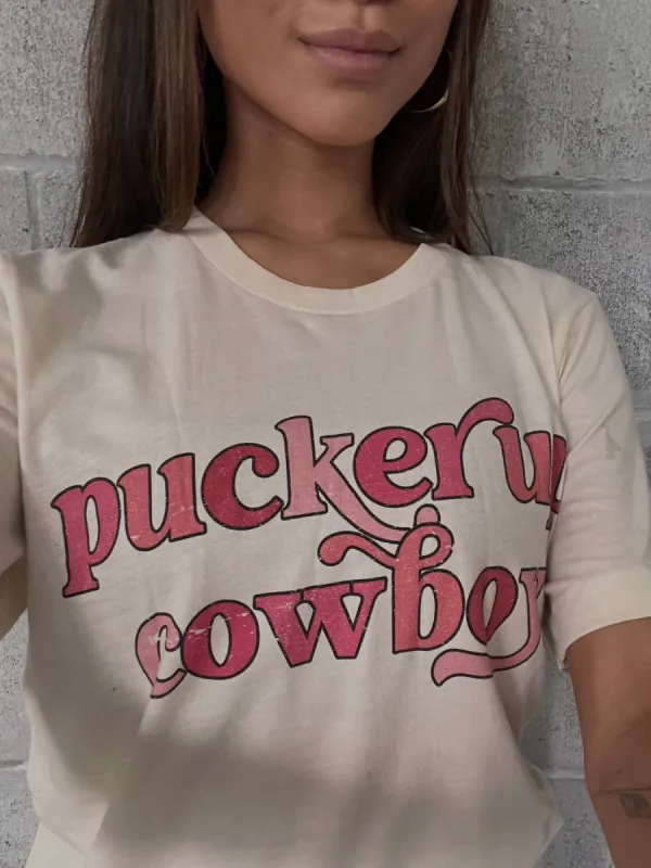 27 Pucker Up Cowboy Graphic Tee sold by 27 Boutique