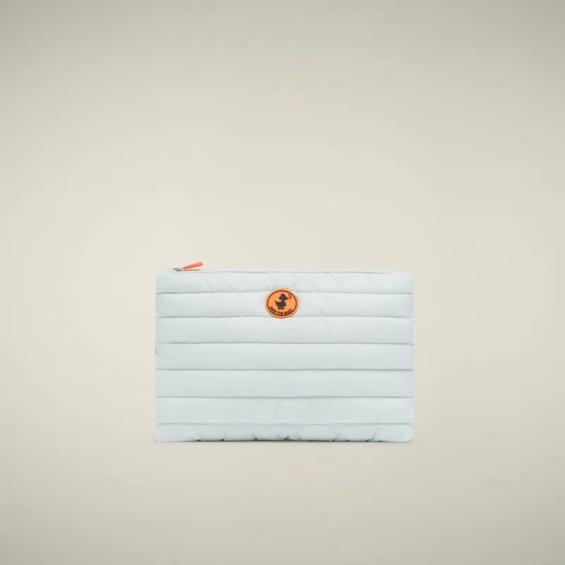 Unisex quilted pouch shaula in glacier blue made by Save The Duck