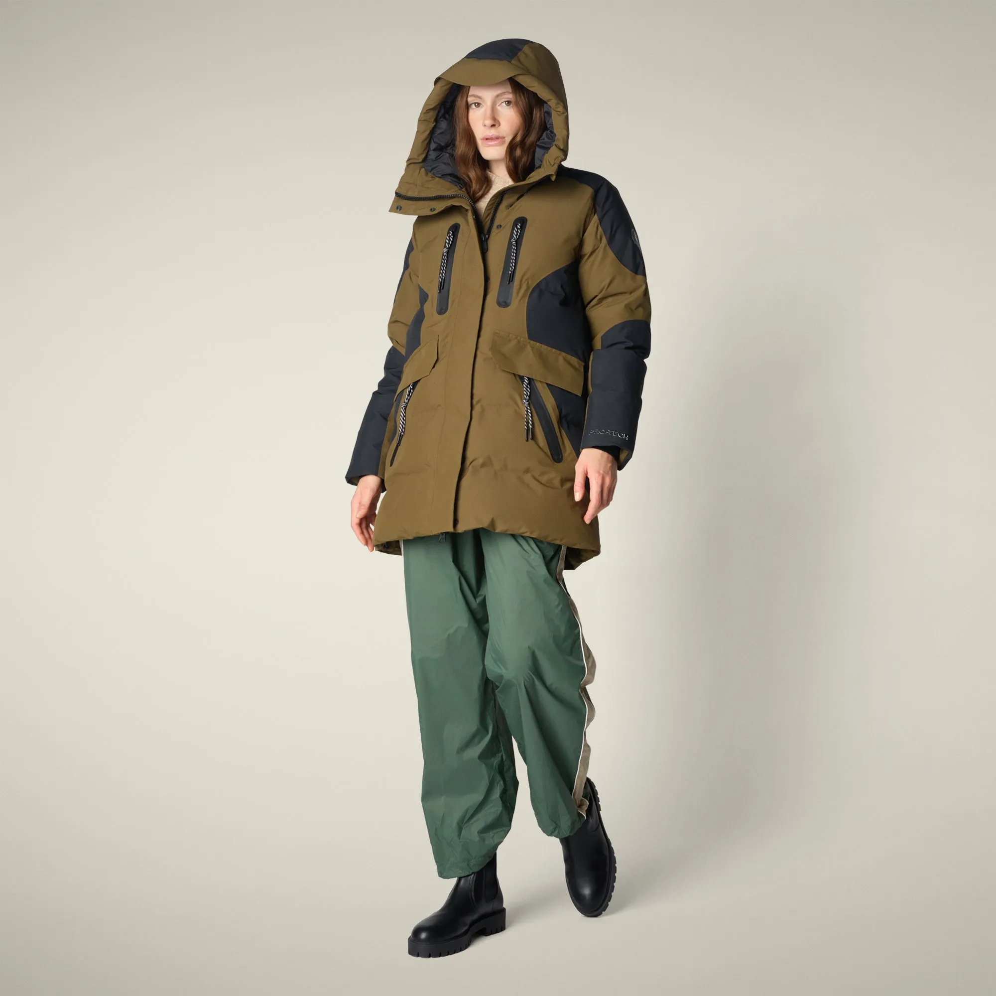 Women's Parka K2 in Bark Green sold by Save The Duck