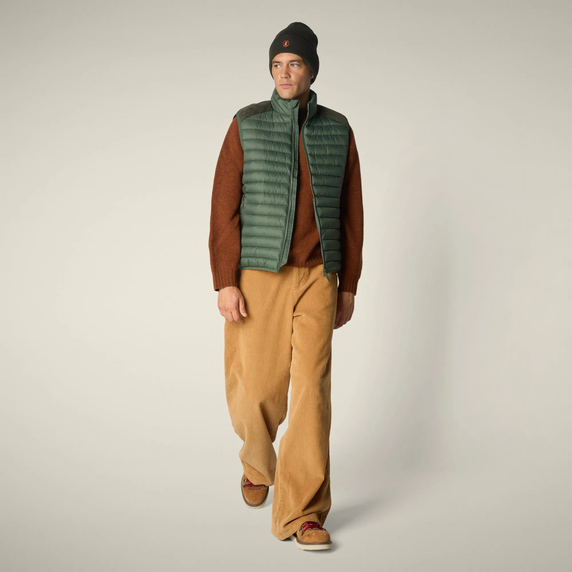 Men's Puffer Vest Cleon in Thyme Green sold by Save The Duck